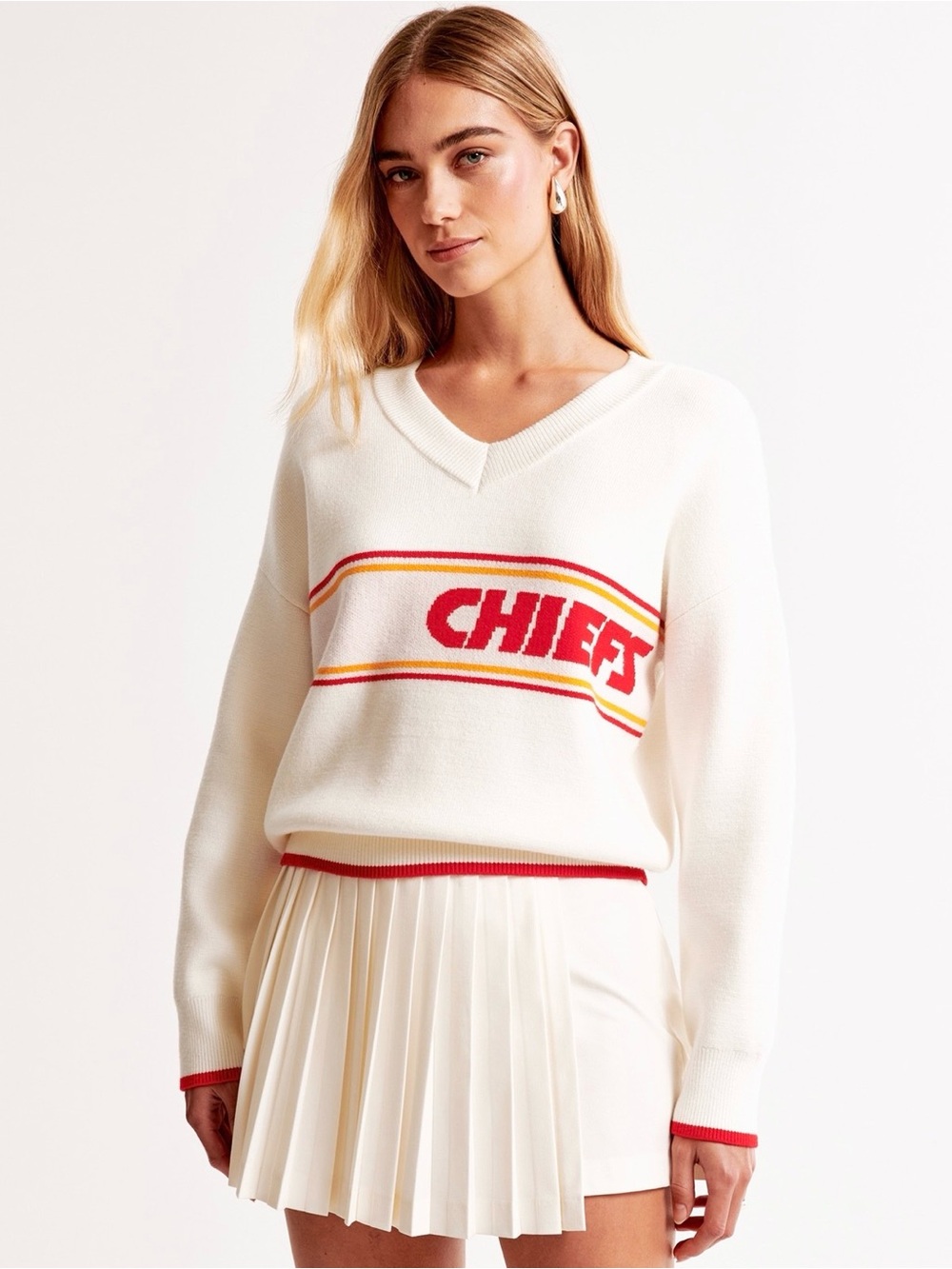 Abercrombie & Fitch Kansas Chiefs NFL Sweater Women XL Sweatshirt White Red